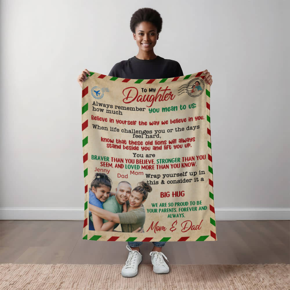 A Letter to Daughter from Parents photo name heirloom, sherpa or fleece vintage photo blanket