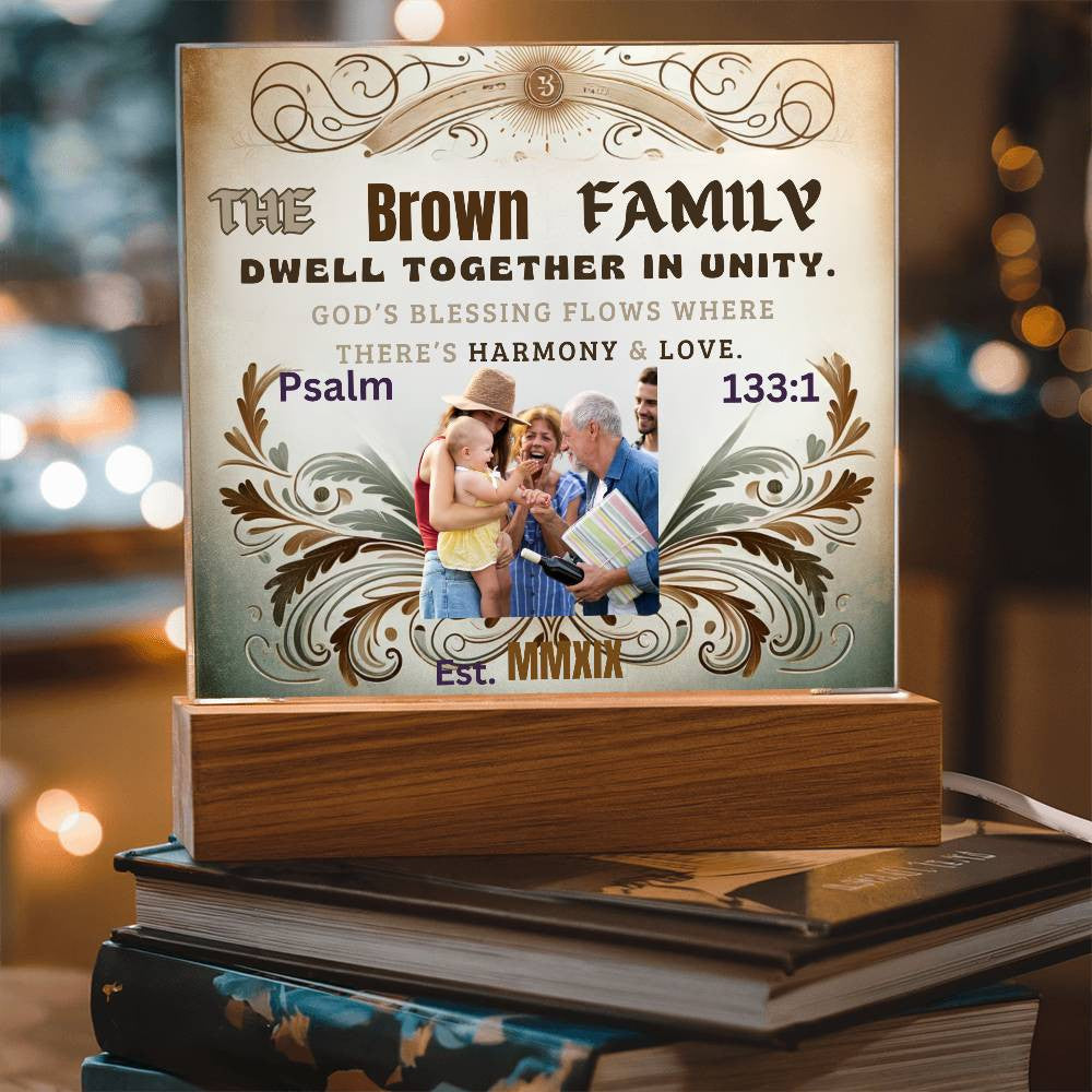 Personalized Catholic Family Gift With Inspirational Biblical Quote Home Acrylic Plaquet with Inspirational Religious Lighted Table Home Art