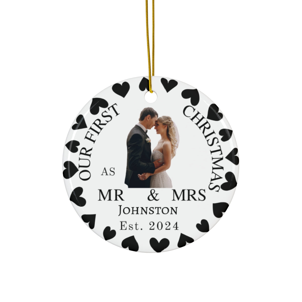 First Christmas As A Married Couple . Personalized Ornament With Mrs. and Mr Name