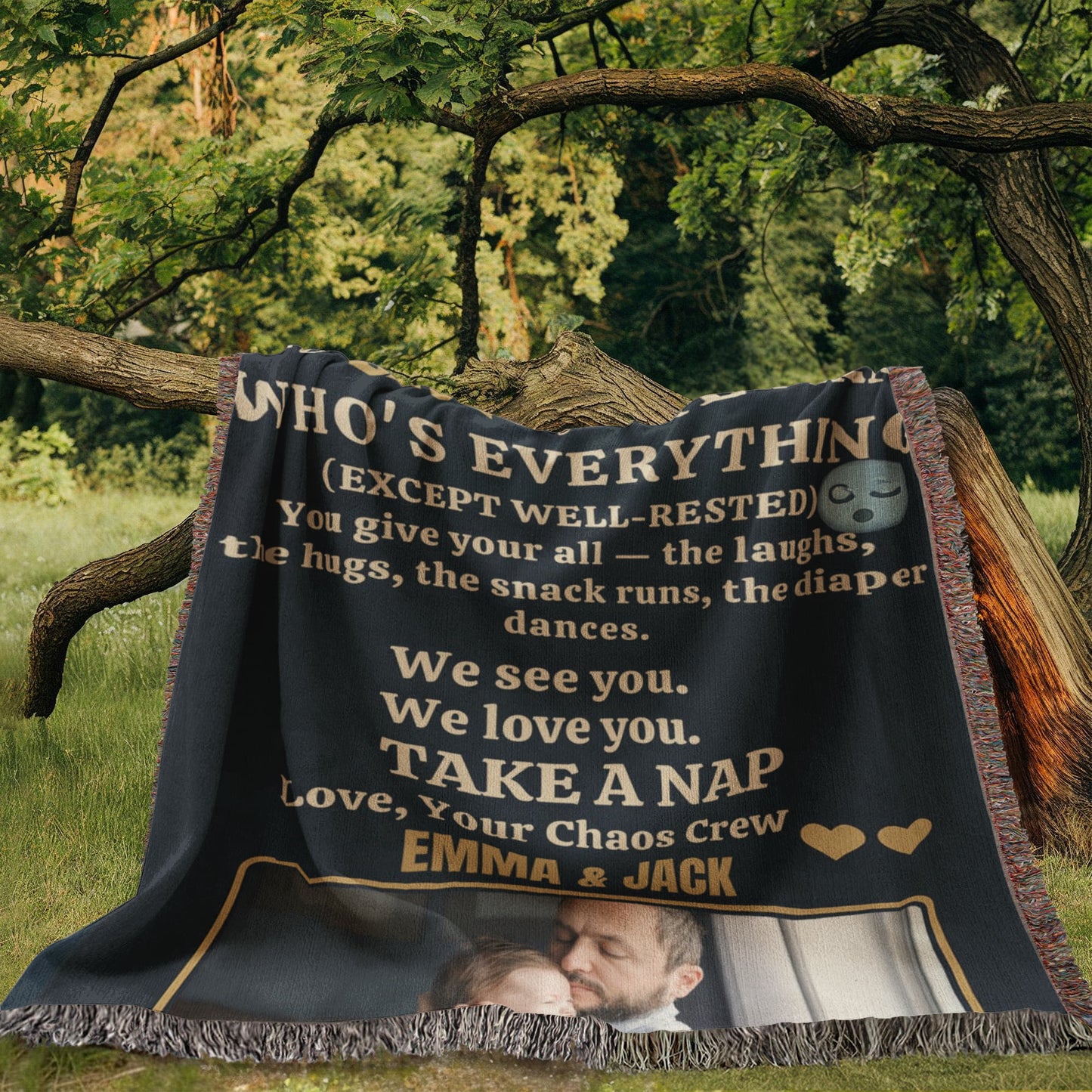 Custom Fleece Sherpa Woven Love Blanket for a New Dad