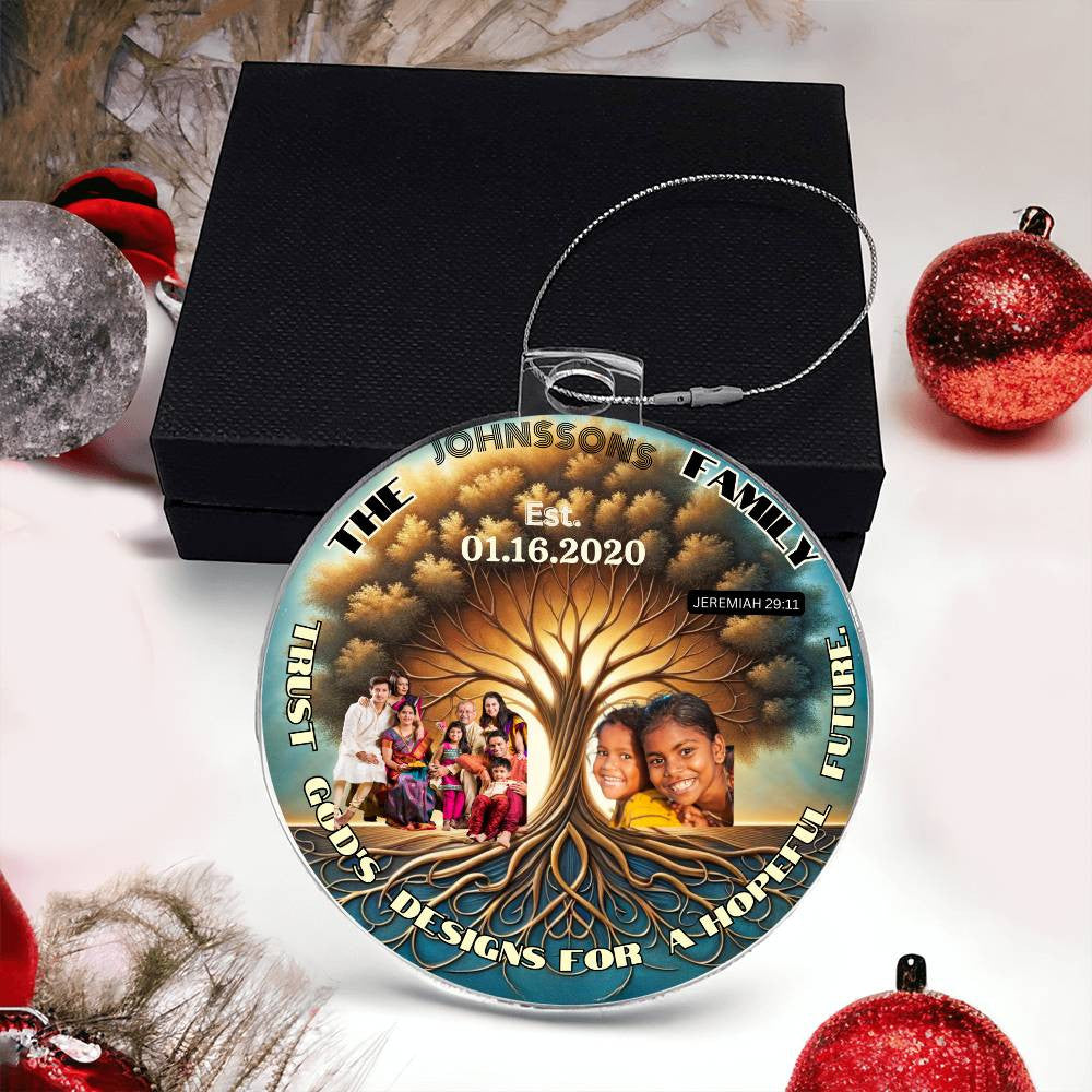 Custom Bible Ornament Family Photo Name Religious Holiday Decor Spiritual Christmas Gift Inspirational Keepsake Christian Family Ornament