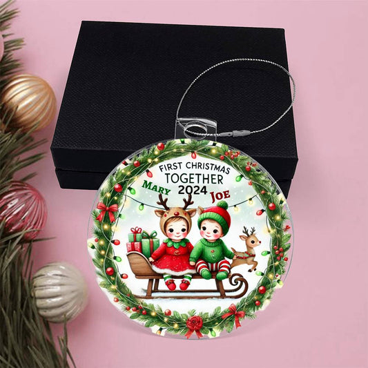 Custom Ornament For Twin Girl Boy First Christmas Newborn Babies Names Year Holiday Family Keepsake Celebration Acrylic Plaque Tree Décor