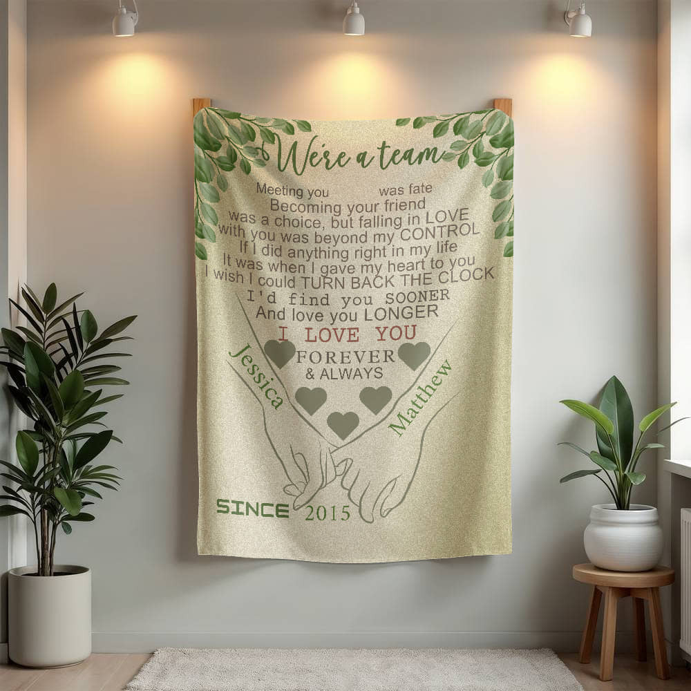 A We Are a Team Love Sherpa or Fleece Blanket