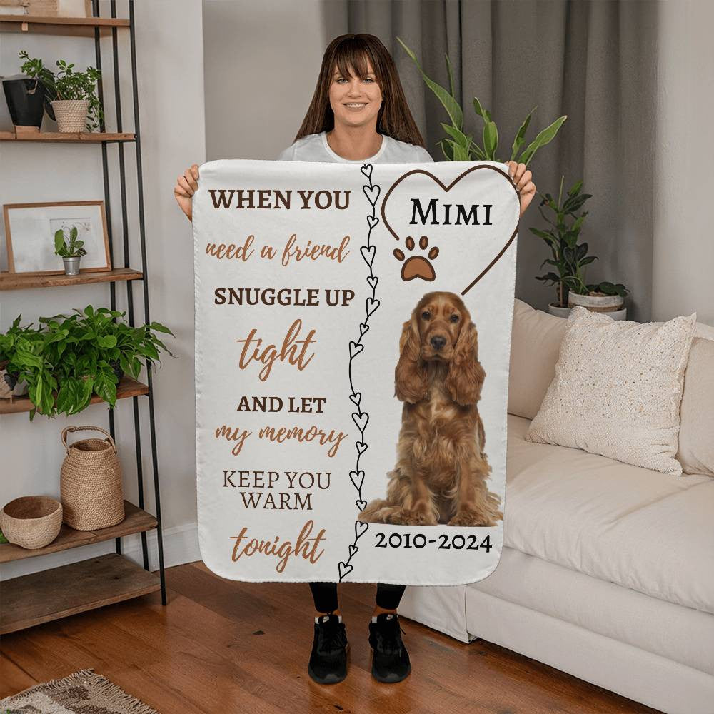 Photo name and dates Dog Memorial Sherpa Blanket (3:4)
