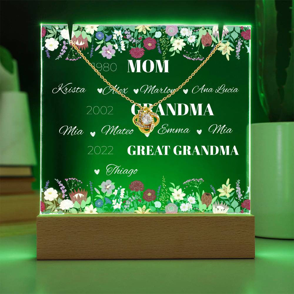Personalized Gift Acrylic Necklace Bundle for Mom, Grandma and Greatgrandma