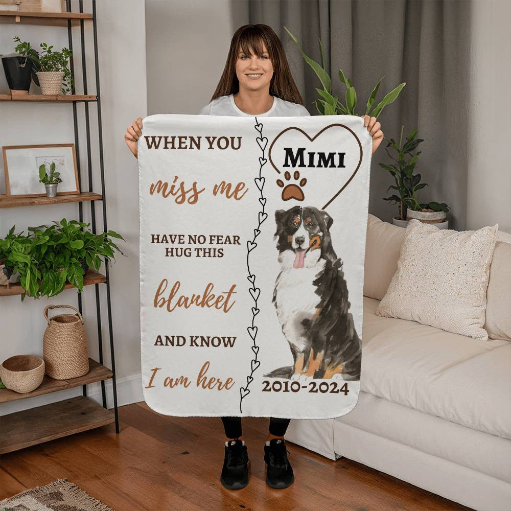Photo name and dates Dog Memorial Sherpa Blanket (3:4)