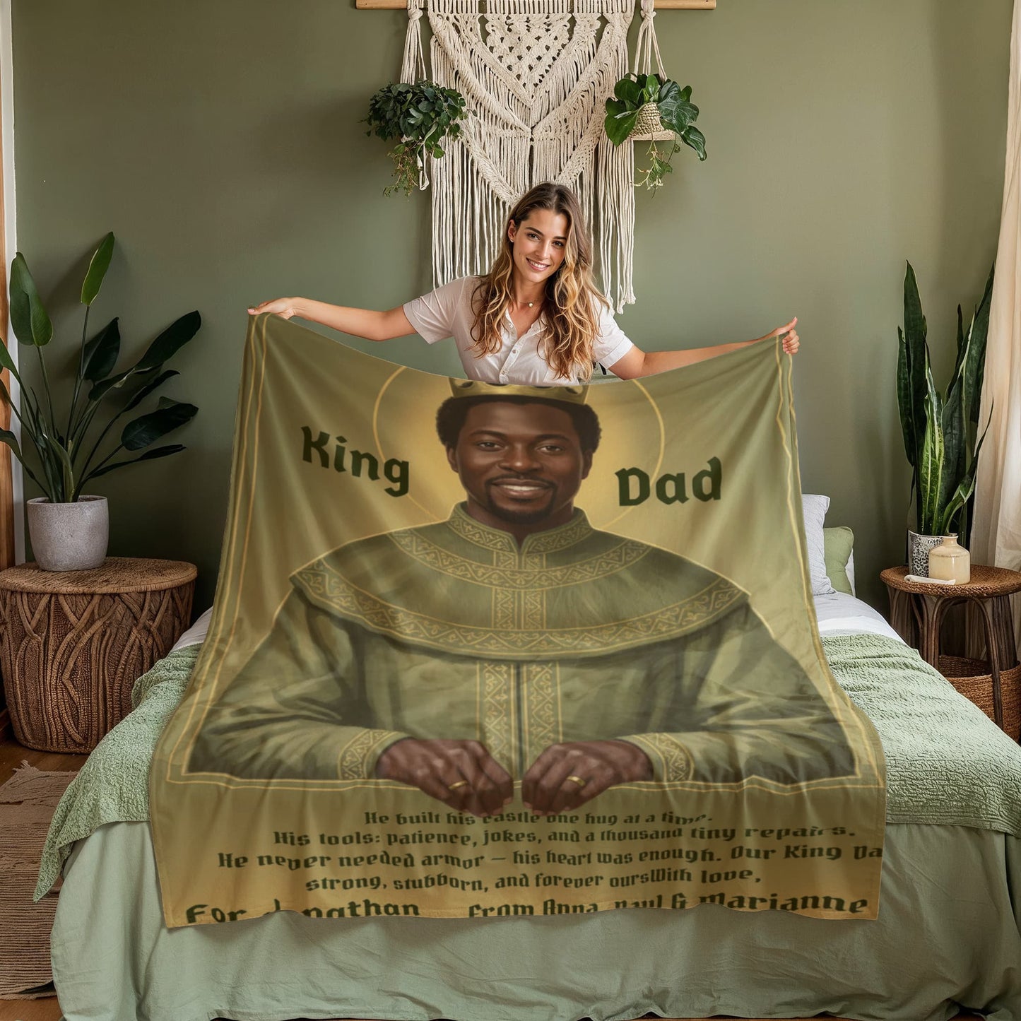 Queen Mom / King Dad Custom Royal Portrait Blanket – Upload Photo & Get Live Preview | Woven, Sherpa & Fleece
