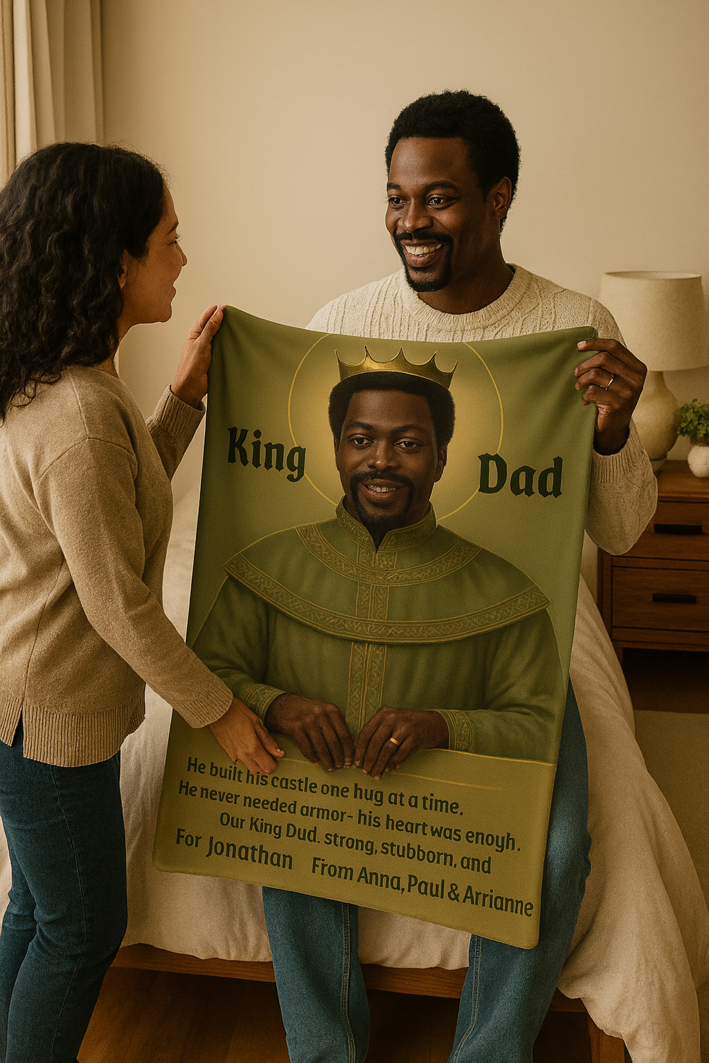 Queen Mom / King Dad Custom Royal Portrait Blanket – Upload Photo & Get Live Preview | Woven, Sherpa & Fleece