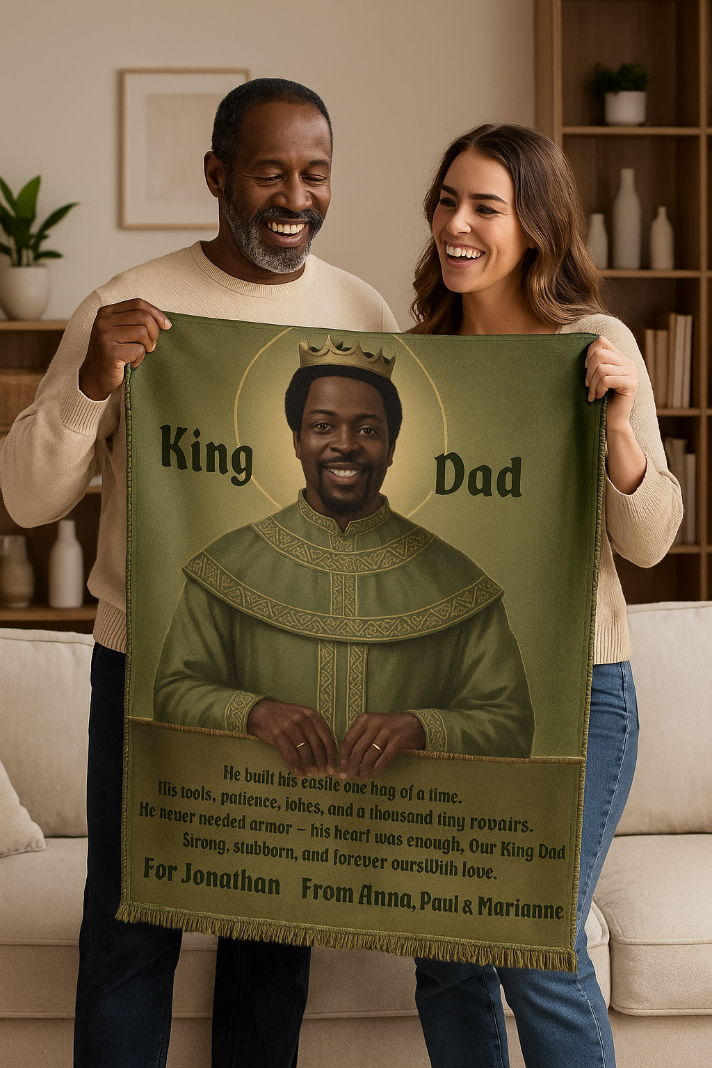 Queen Mom / King Dad Custom Royal Portrait Blanket – Upload Photo & Get Live Preview | Woven, Sherpa & Fleece