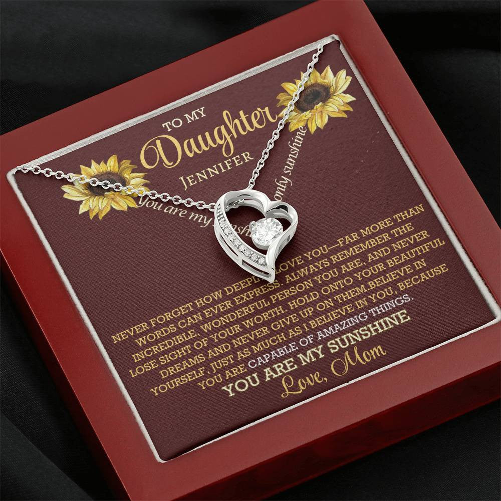 A Sunflower message and Forever Love Necklace for a Daughter from Mom