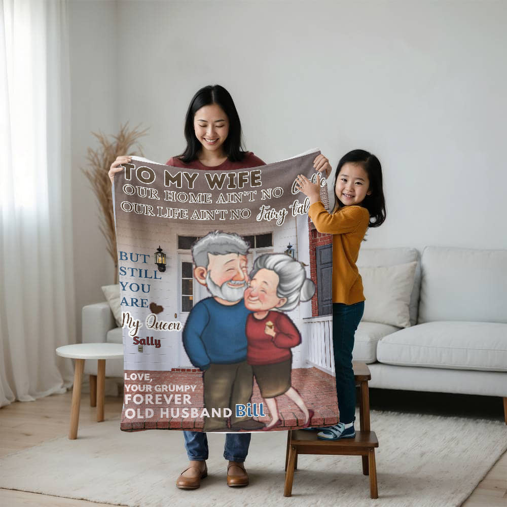 A No Castle Love Sherpa or Fleece Blanket for Older Couples