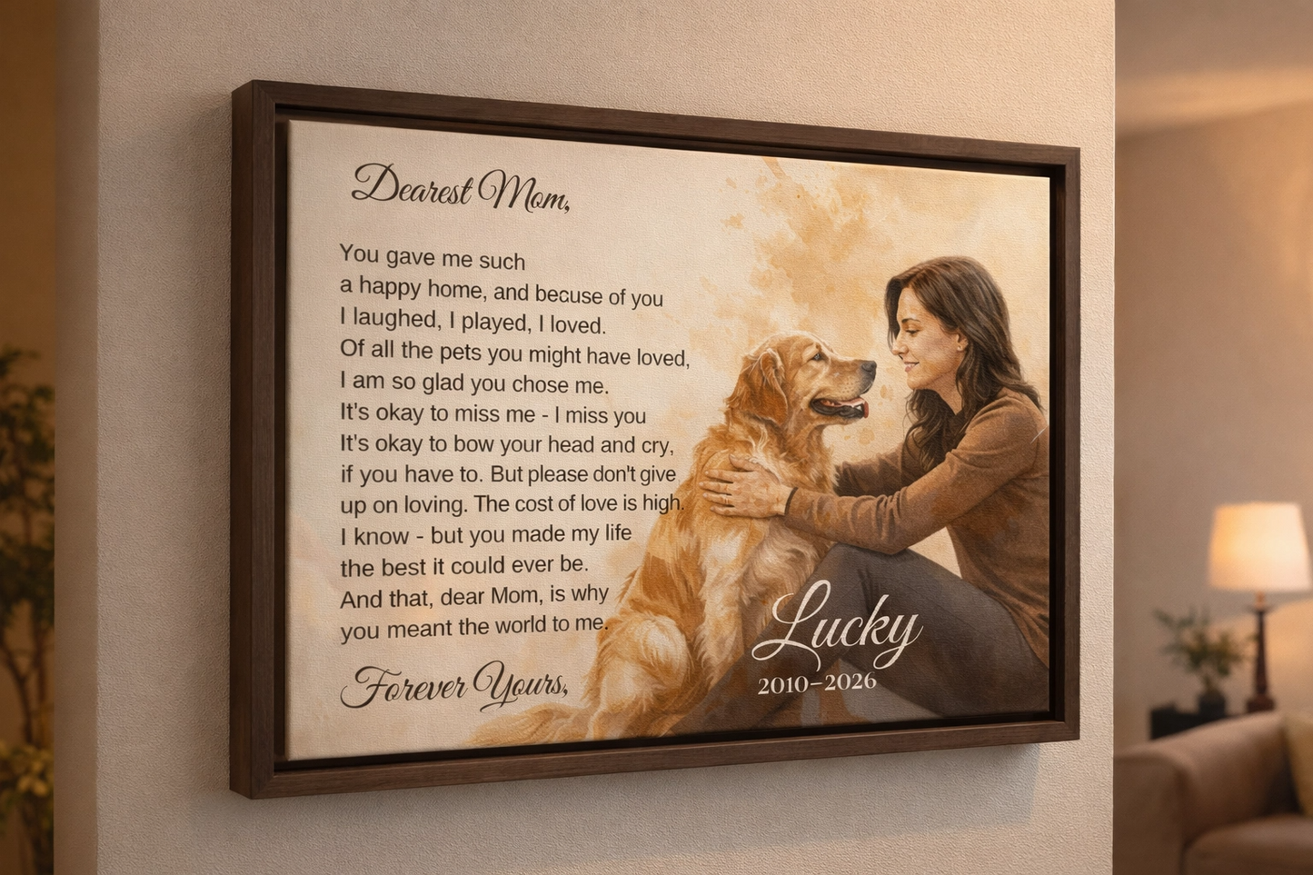 Custom Dog Memorial Canvas — A Portrait for Mom That Keeps Her Love Close