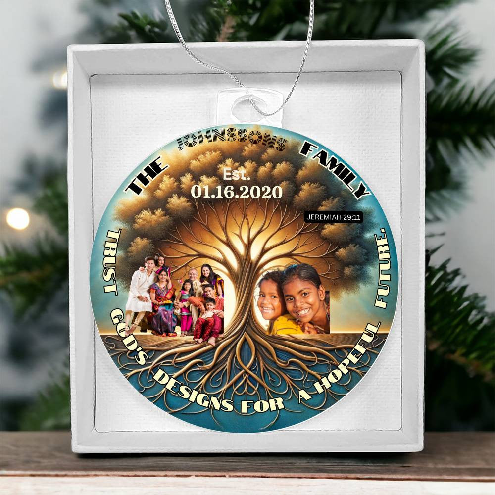 Custom Bible Ornament Family Photo Name Religious Holiday Decor Spiritual Christmas Gift Inspirational Keepsake Christian Family Ornament