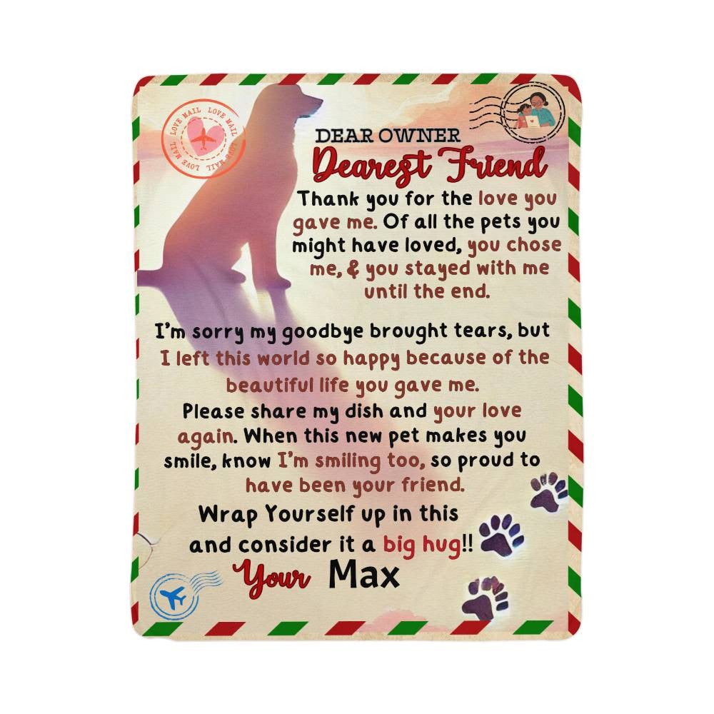 A Personalized Letter from a Dog to the Owner Sherpa or Fleece Blanket