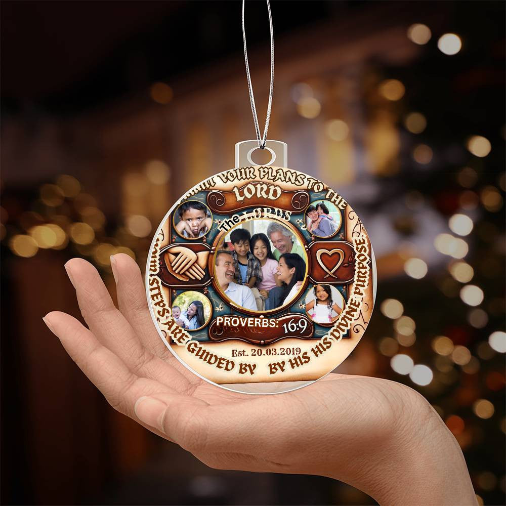 Custom Bible Ornament Family Photo Name Religious Holiday Decor Spiritual Christmas Gift Inspirational Keepsake Christian Family Plaque