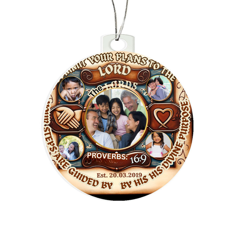 Custom Bible Ornament Family Photo Name Religious Holiday Decor Spiritual Christmas Gift Inspirational Keepsake Christian Family Plaque