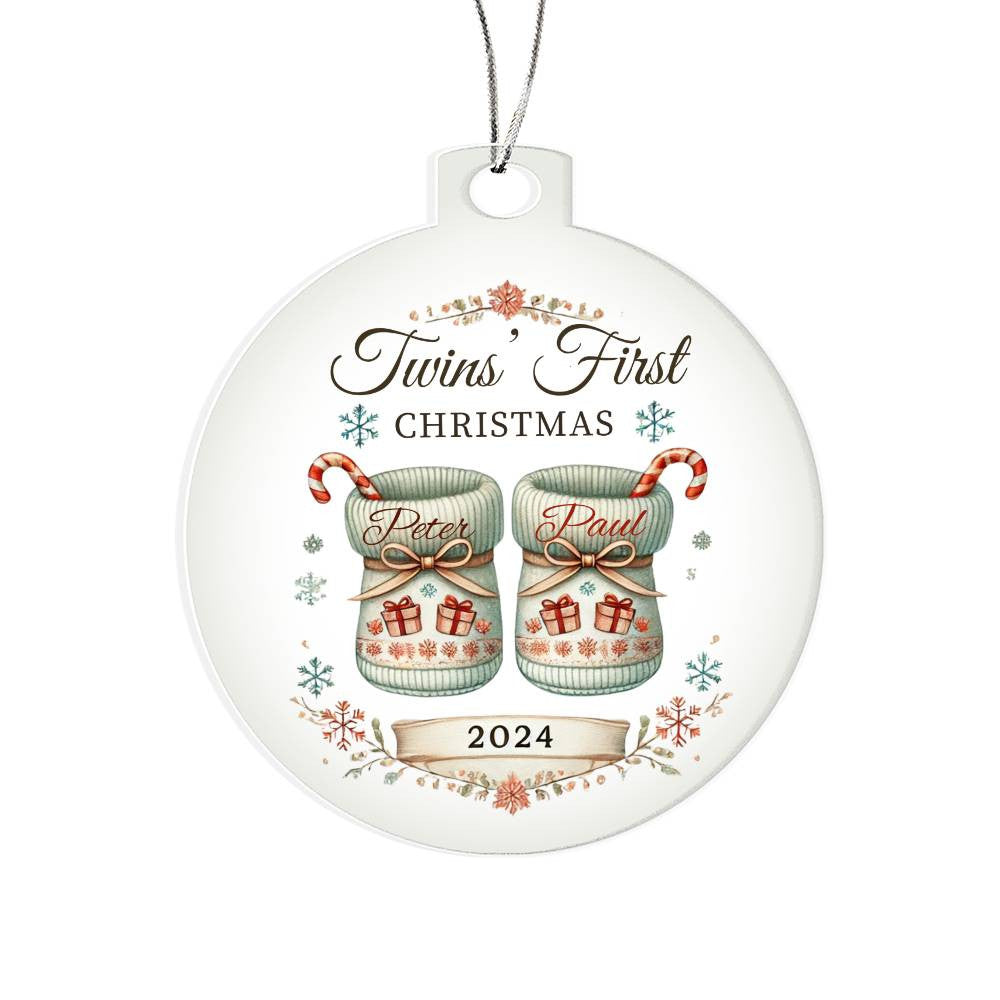 Personalized Gift For Twin Boys Custom Ornament For Sons First Christmas Newborn Babies Names Year Holiday Decor Keepsake Family Present