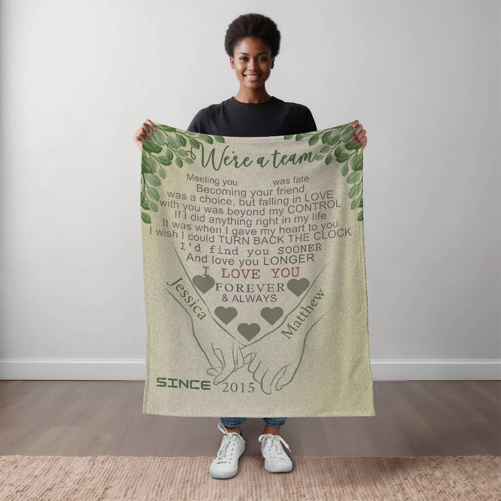 A We Are a Team Love Sherpa or Fleece Blanket