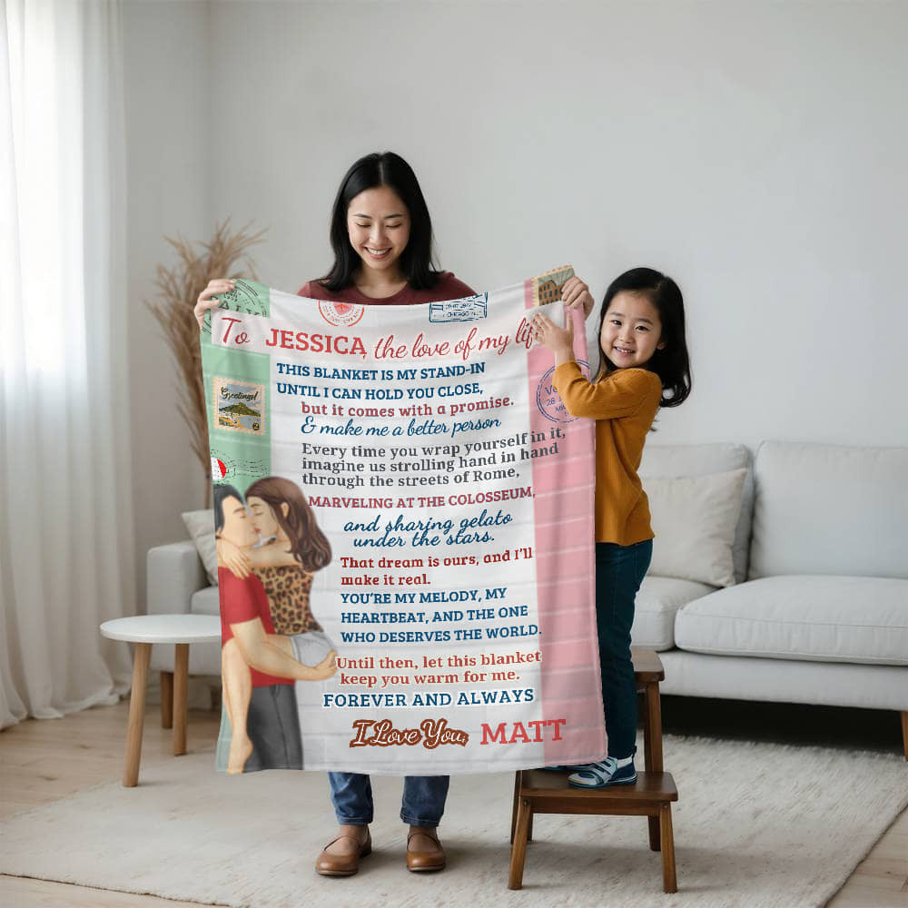 A Love Letter from Italy to my Wife, Girlfriend or Partner, a Sherpa, Fleece or Woven Blanket