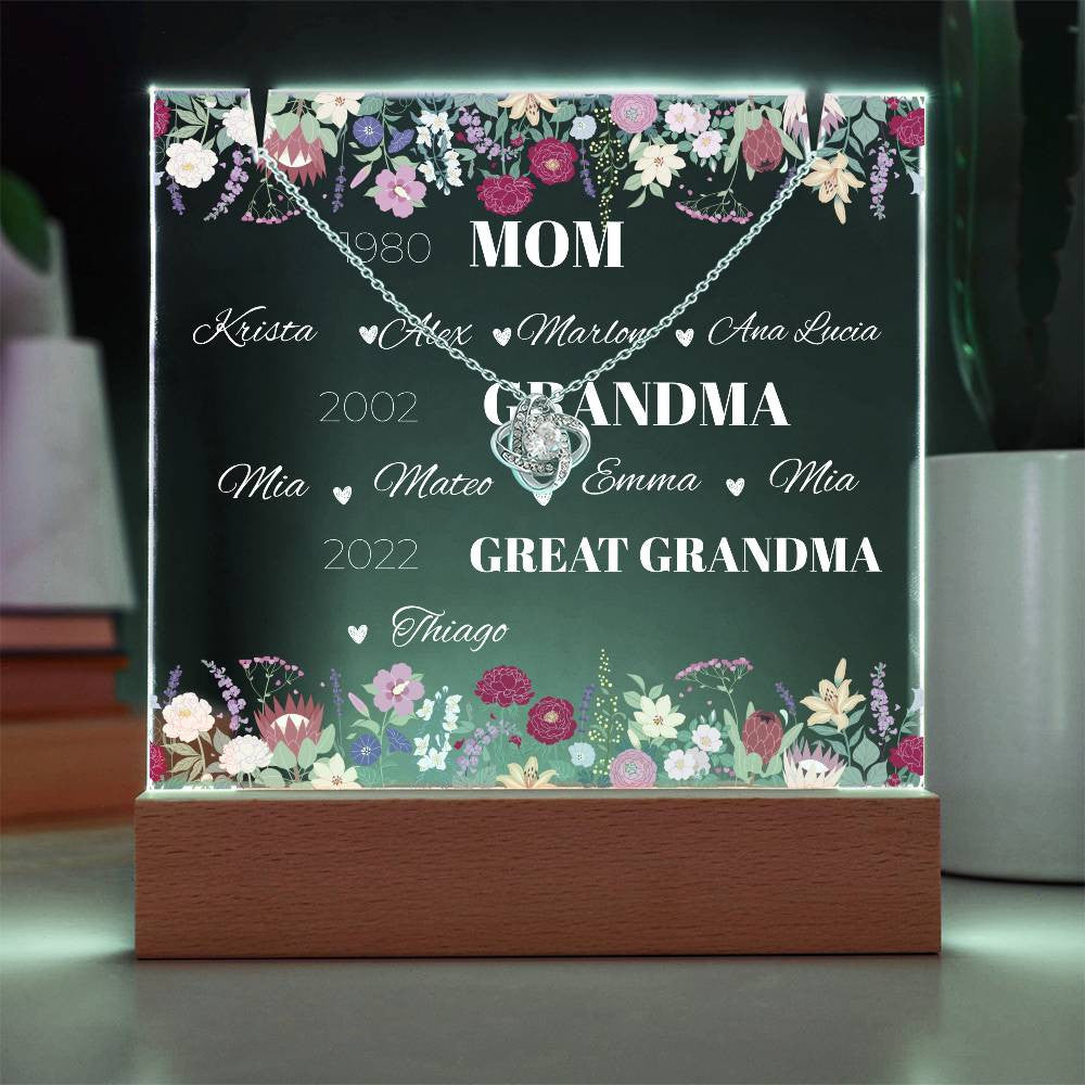 Personalized Gift Acrylic Necklace Bundle for Mom, Grandma and Greatgrandma
