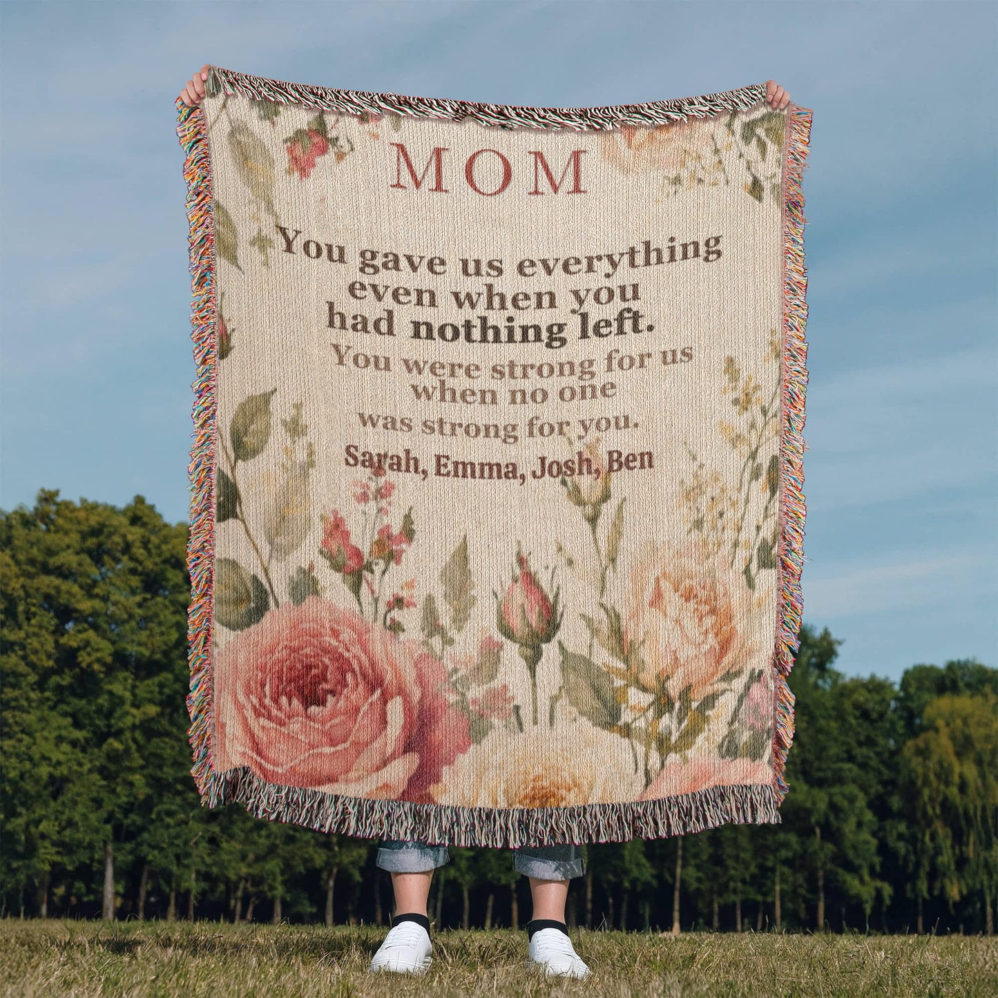 Mom Blanket – “You Gave Us Everything” Woven Throw | Emotional Gift for Mother | Daughter to Mom Gift