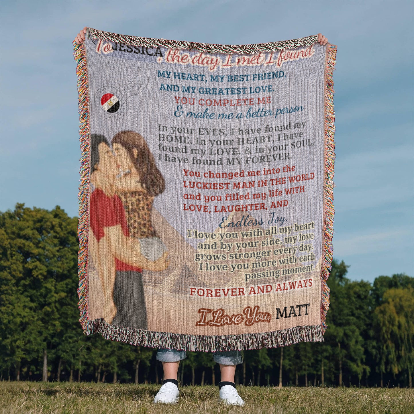 A Love Letter from Egypt to my Wife, Girlfriend or Partner, a Sherpa, Fleece or Woven Blanket