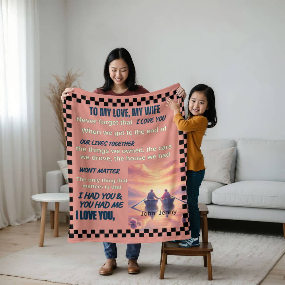 An Old couple on the lake Heirloom Woven, Fleece, Sherpa Blanket