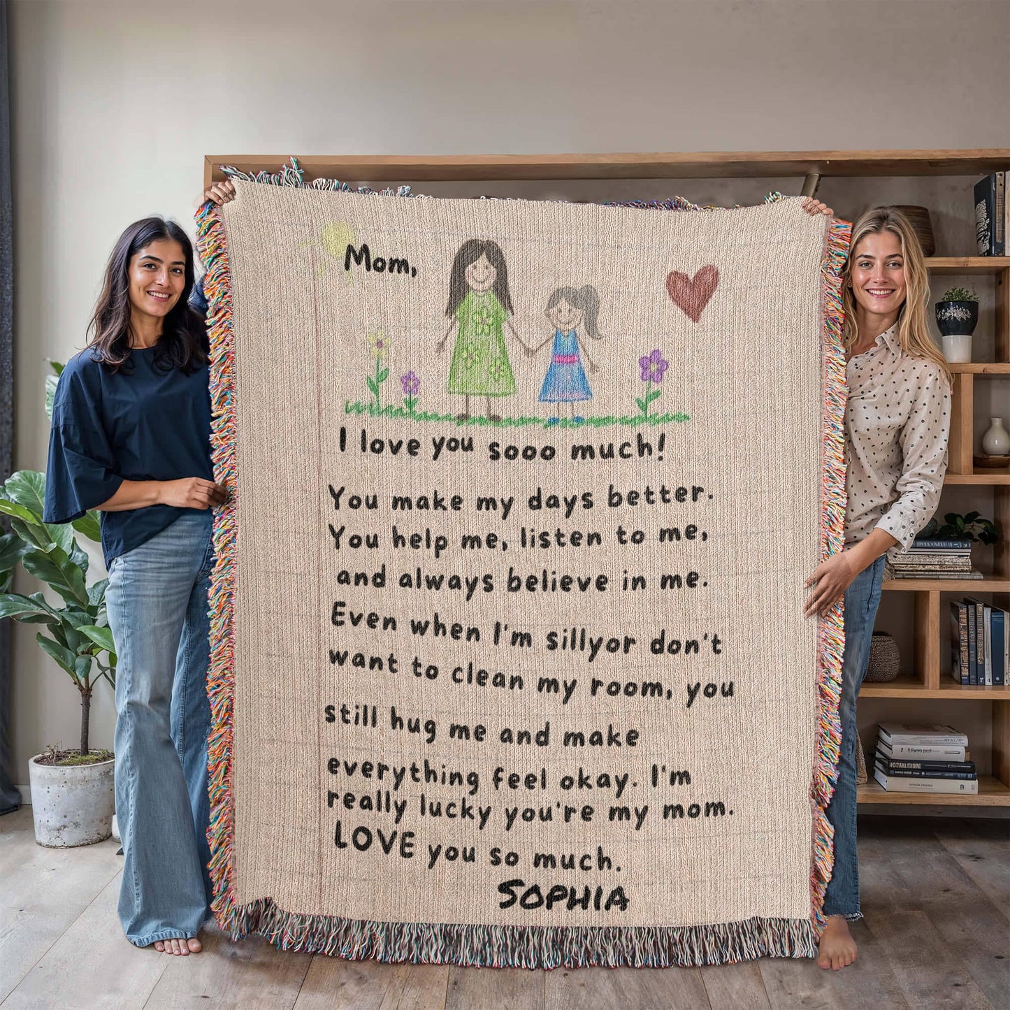 Personalized Mom Blanket from Daughter | Handwritten Letter Blanket | Custom Name Gift for Mom | Emotional Gift for Mother