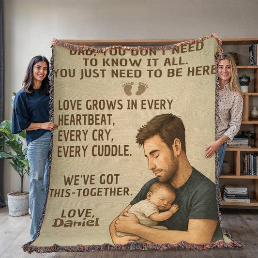 New Dad Custom Sherpa Fleece or Woven Blanket