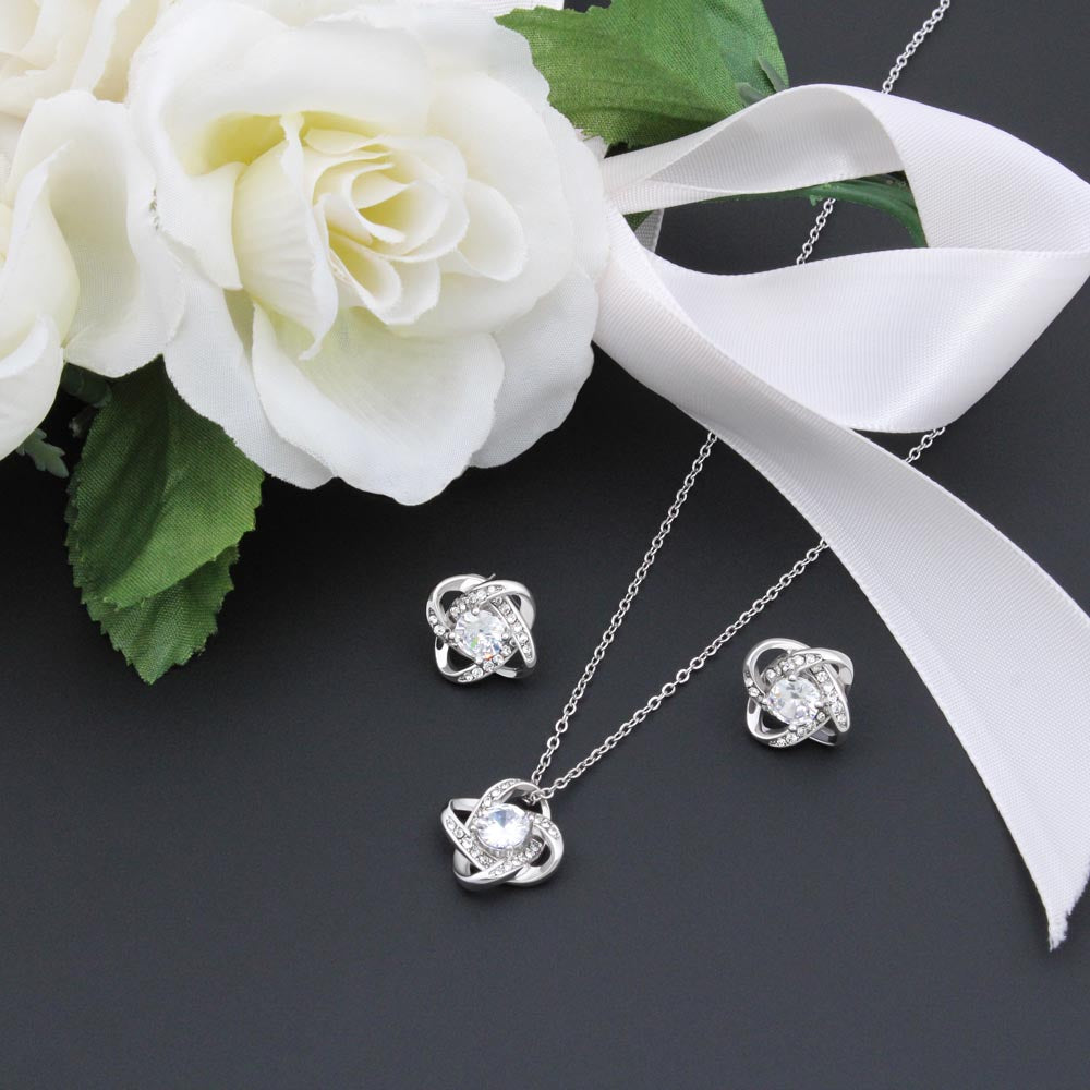 A Love Knot Earring & Necklace Set for Mom