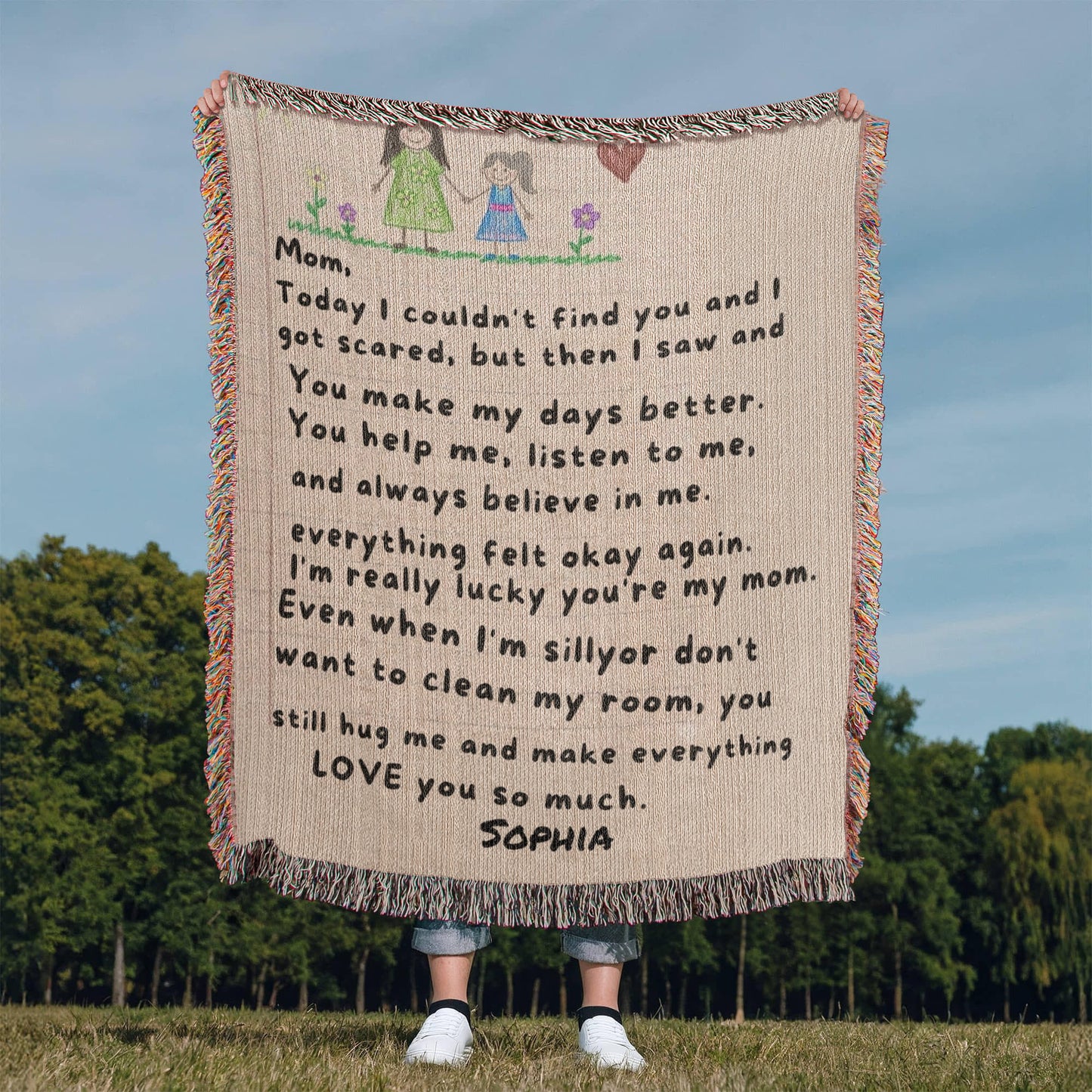 Personalized Mom Blanket from Daughter | Handwritten Letter Blanket | Custom Name Gift for Mom | Emotional Gift for Mother