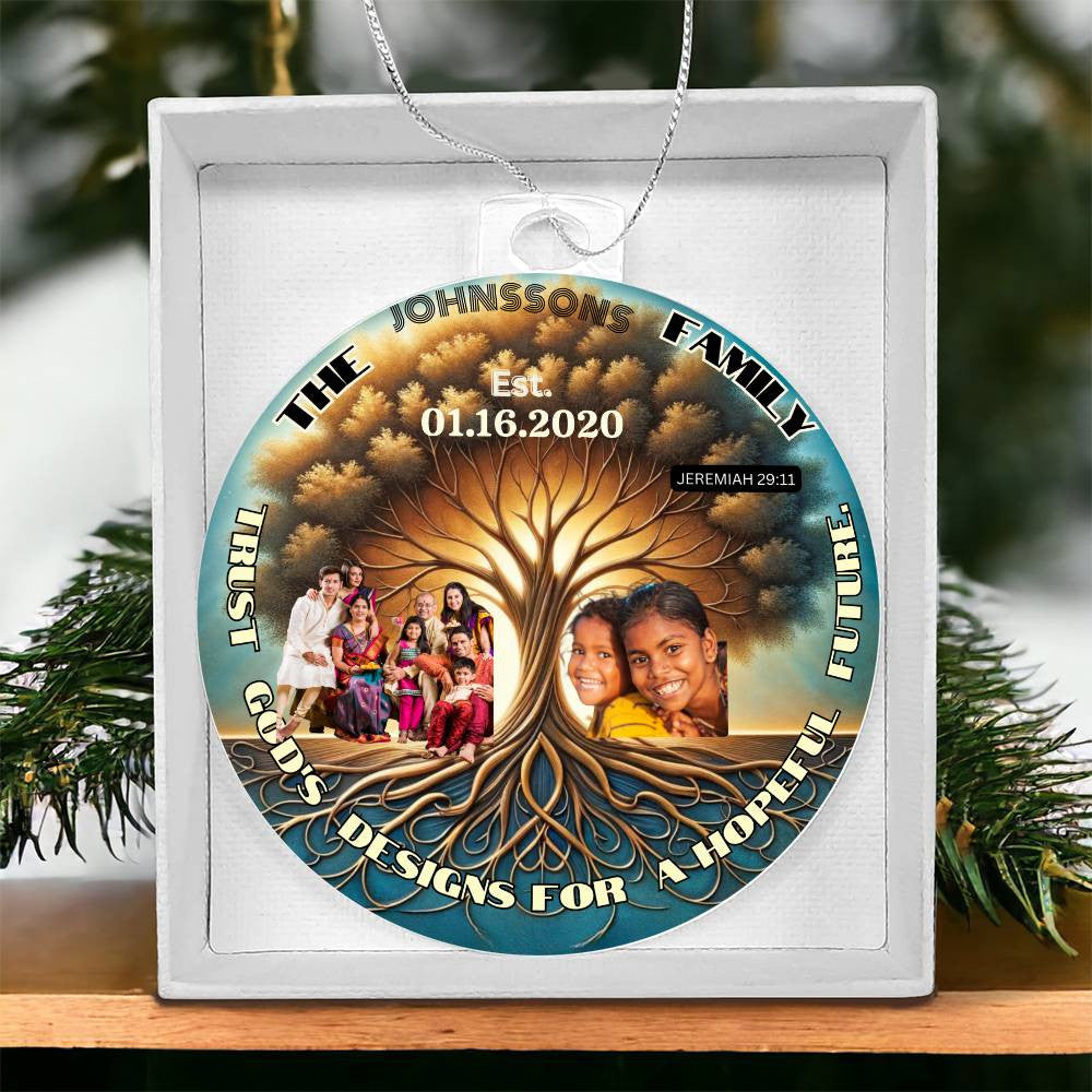 Custom Bible Ornament Family Photo Name Religious Holiday Decor Spiritual Christmas Gift Inspirational Keepsake Christian Family Ornament