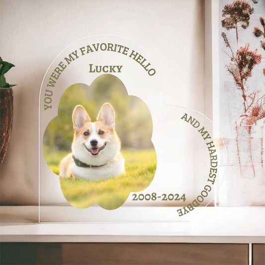 A Dog Memorial Acrylic Heart Shaped Plaque