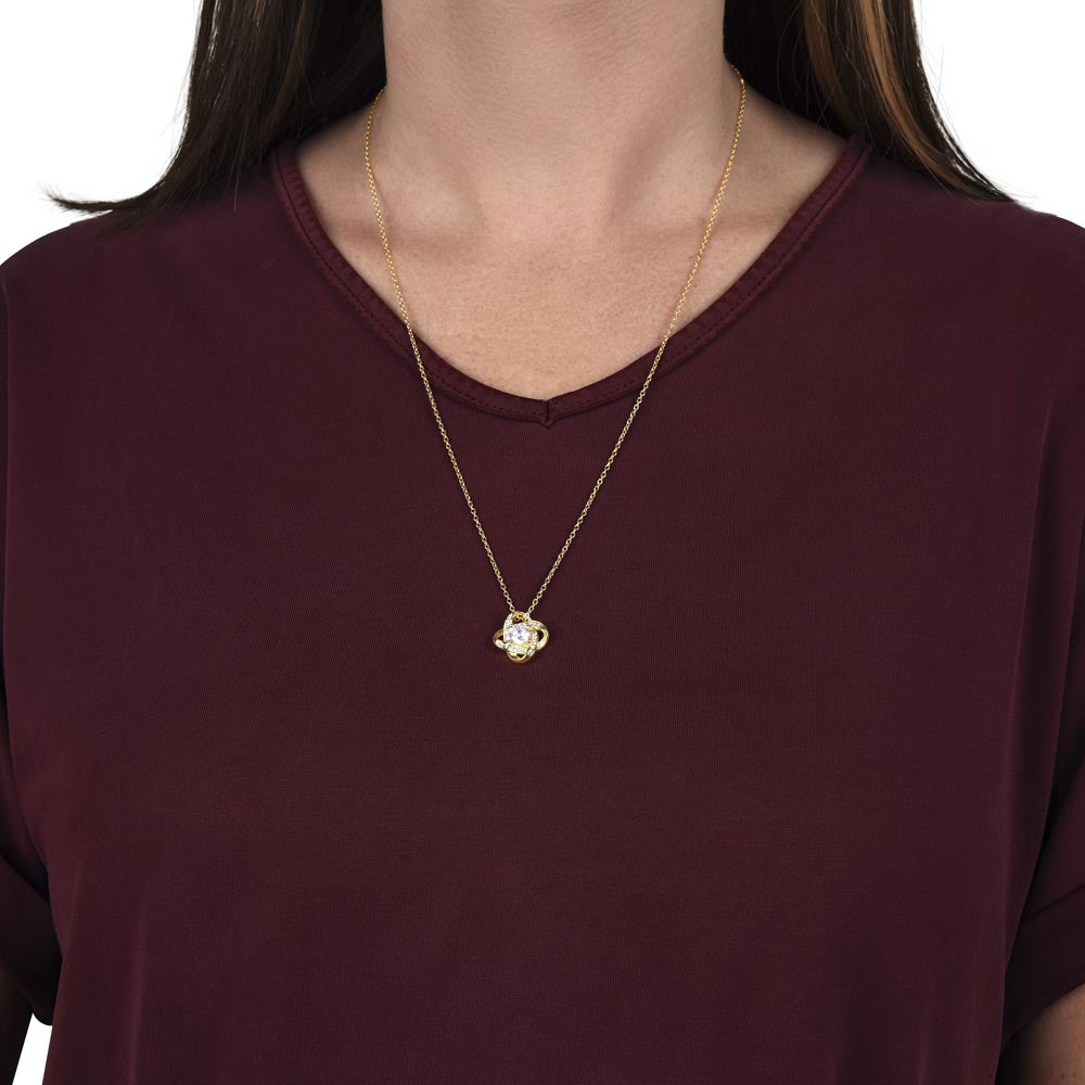A Love Message From Your Partner: husband, boyfriend, sweetheart with Love Knot Necklace (Yellow & White Gold Variants)