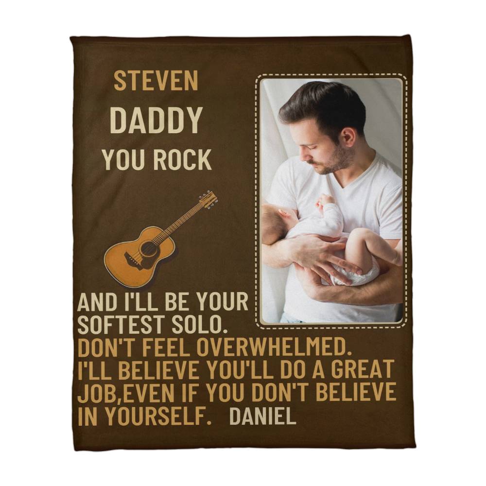 Custom Sherpa Fleece Woven Love Blanket for a New Dad