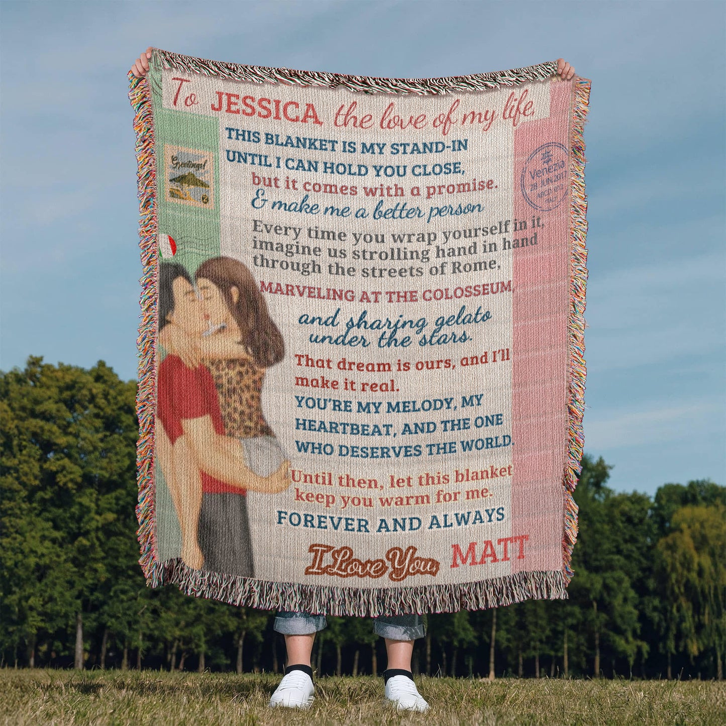 A Love Letter from Italy to my Wife, Girlfriend or Partner, a Sherpa, Fleece or Woven Blanket