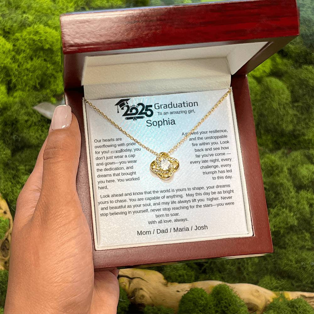A Graduation Personalized Necklace Gift for a Woman.
