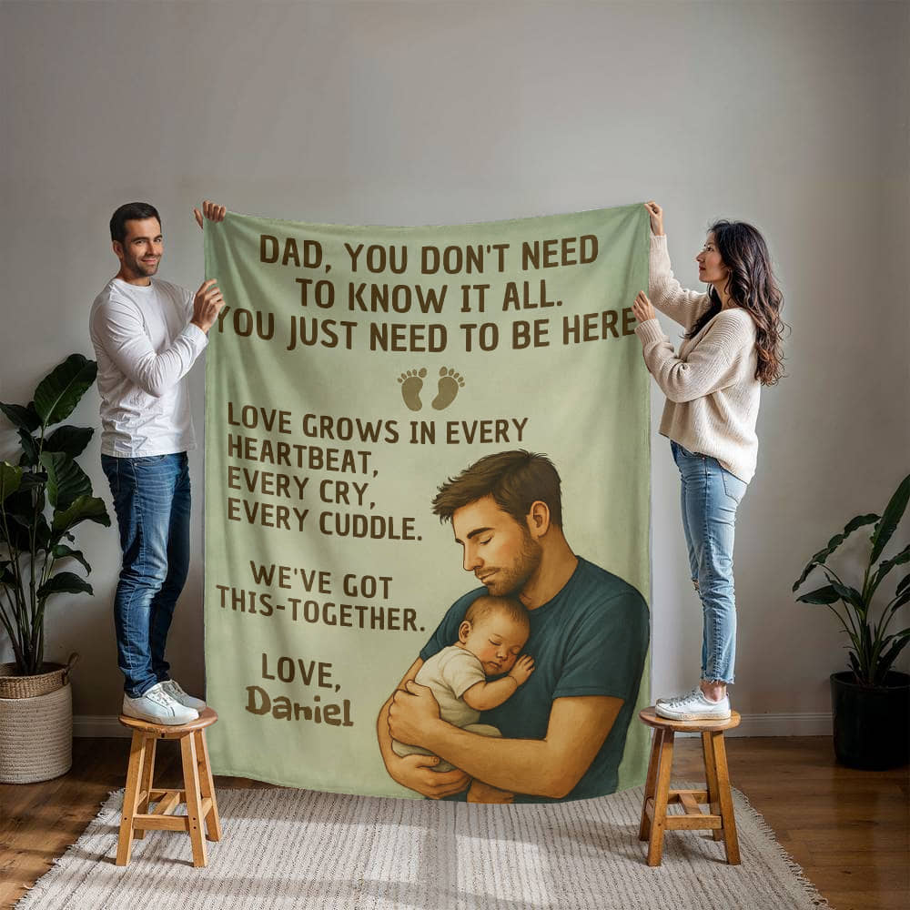 New Dad Custom Sherpa Fleece or Woven Blanket