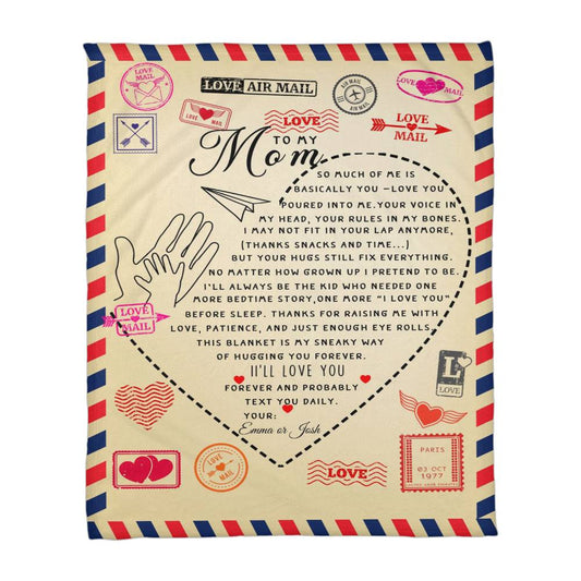 A Custom Blanket Letter to Mom from a Child.