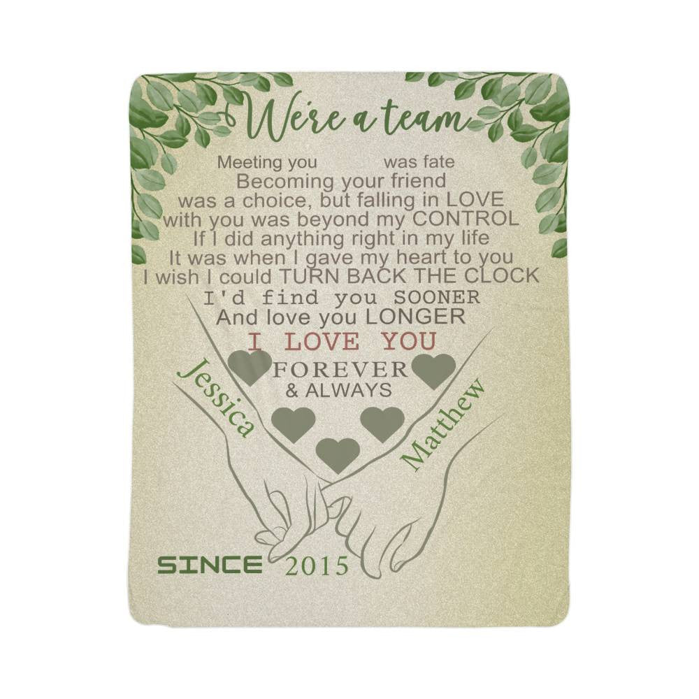 A We Are a Team Love Sherpa or Fleece Blanket