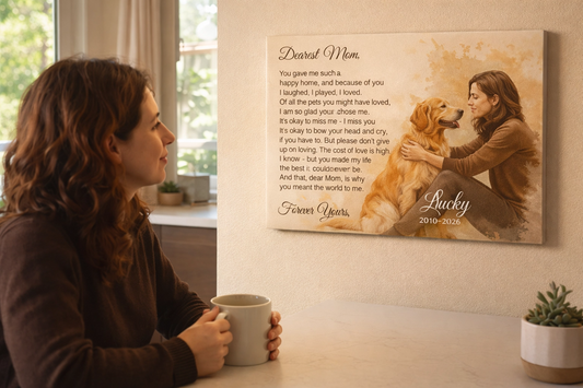 Custom Dog Memorial Canvas — A Portrait for Mom That Keeps Her Love Close