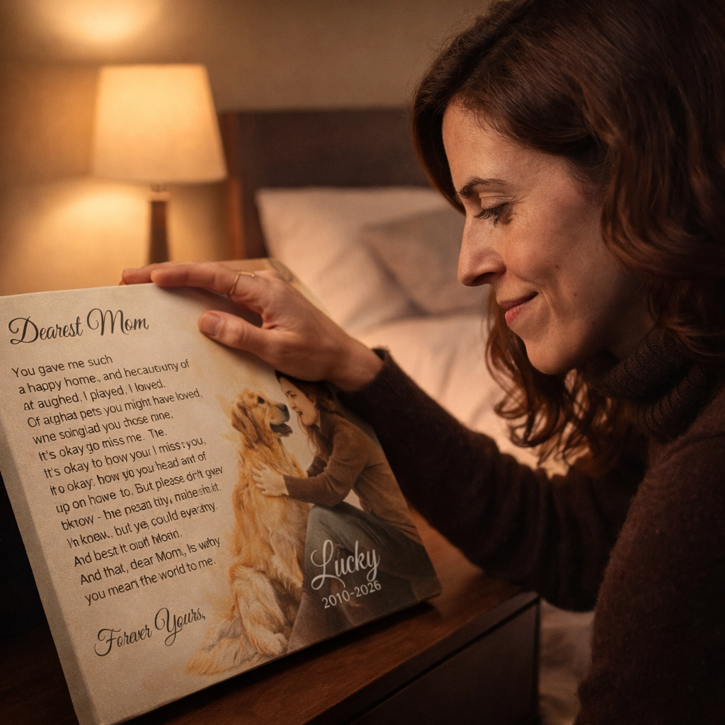 Custom Dog Memorial Canvas — A Portrait for Mom That Keeps Her Love Close