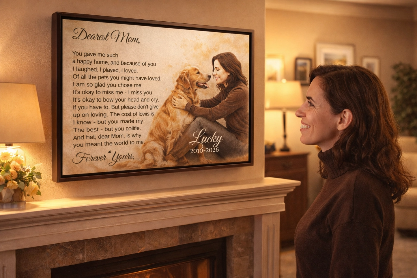 Custom Dog Memorial Canvas — A Portrait for Mom That Keeps Her Love Close