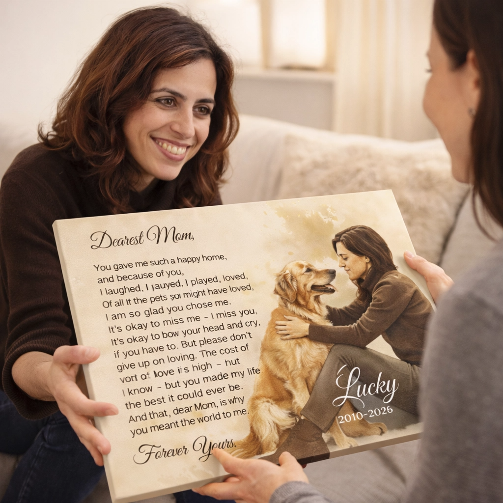 Custom Dog Memorial Canvas — A Portrait for Mom That Keeps Her Love Close