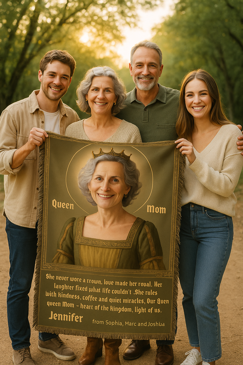 Queen Mom / King Dad Custom Royal Portrait Blanket – Upload Photo & Get Live Preview | Woven, Sherpa & Fleece