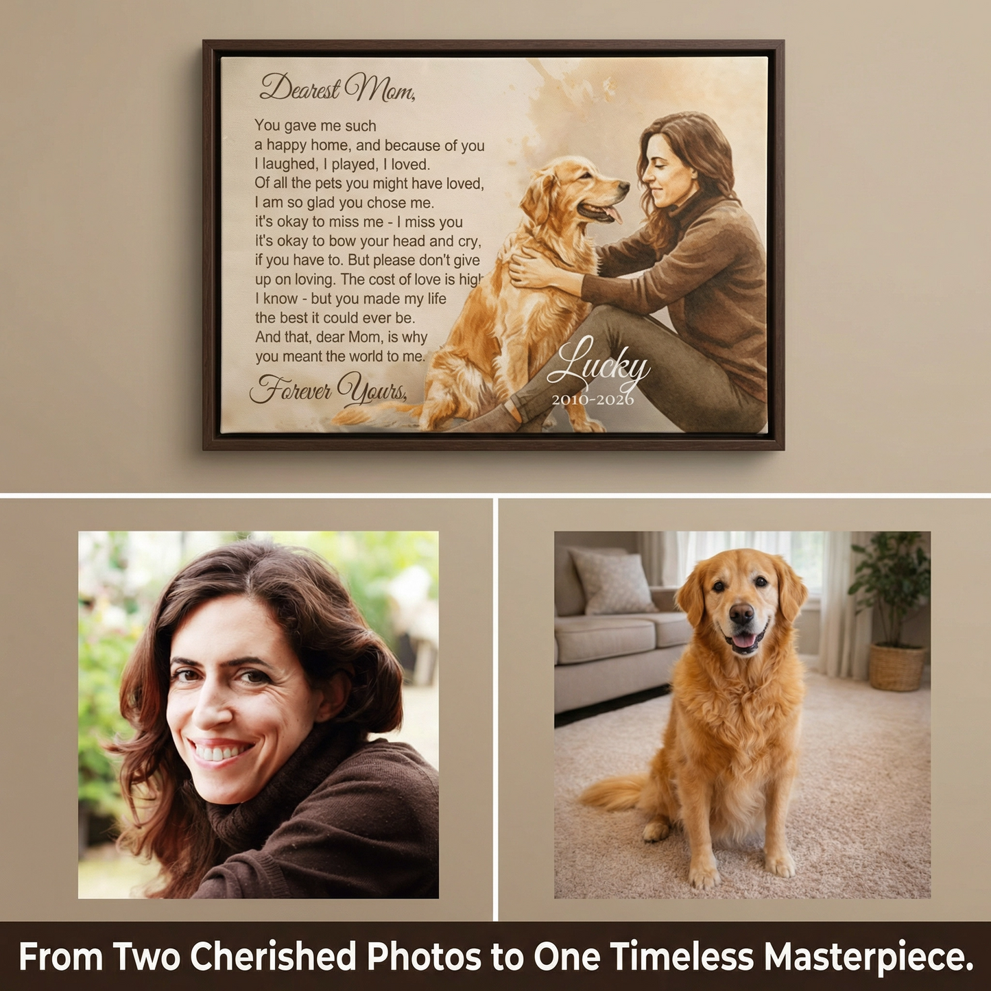 Custom Dog Memorial Canvas — A Portrait for Mom That Keeps Her Love Close