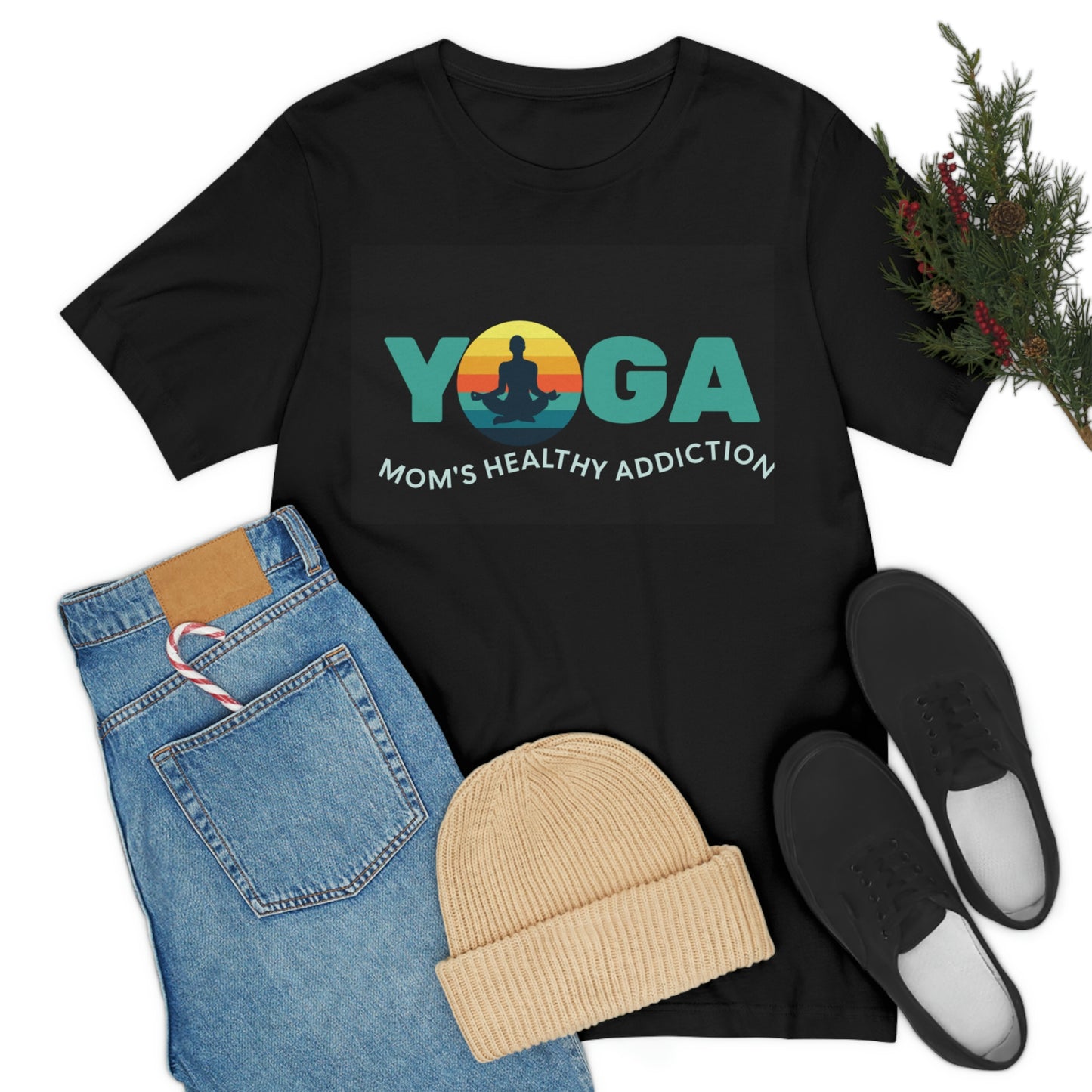 Unisex Jersey Short Sleeve Tee for a yoga loving mom, grandma, daughter, dad, granddad or son,