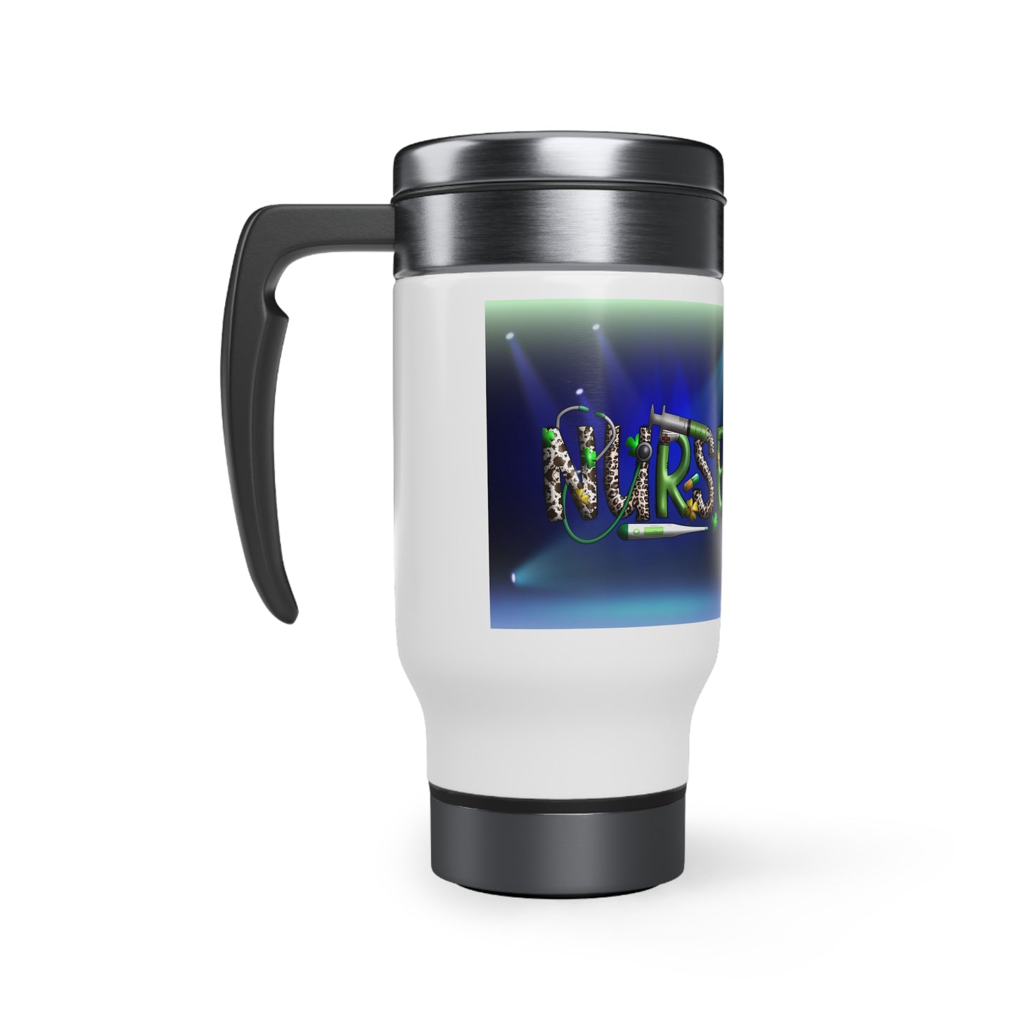 Stainless Steel Travel Mug with Handle, 14oz