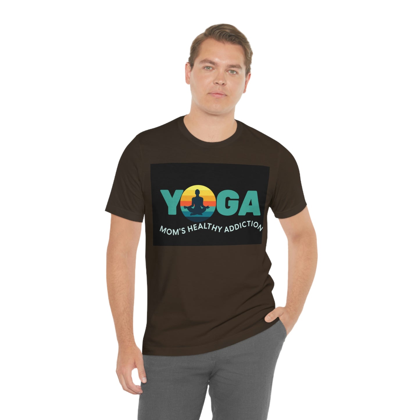 Unisex Jersey Short Sleeve Tee for a yoga loving mom, grandma, daughter, dad, granddad or son,