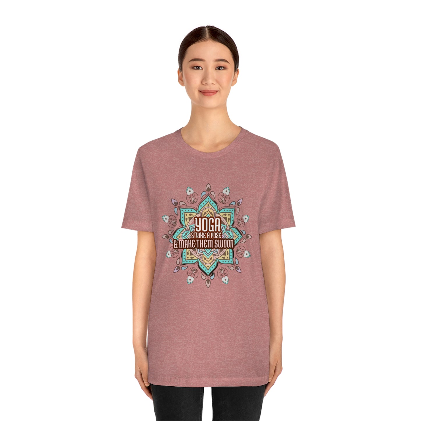 Unisex Jersey Short Sleeve Tee for a yoga loving mom, grandma, daughter, dad, granddad or son,